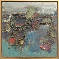 "December VI" John Levee, Ab-Ex, Mid-Century, Gestural, Blue, Impasto