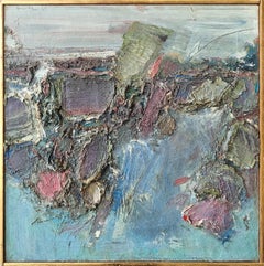 "December VI" John Levee, Ab-Ex, Mid-Century, Gestural, Blue, Impasto