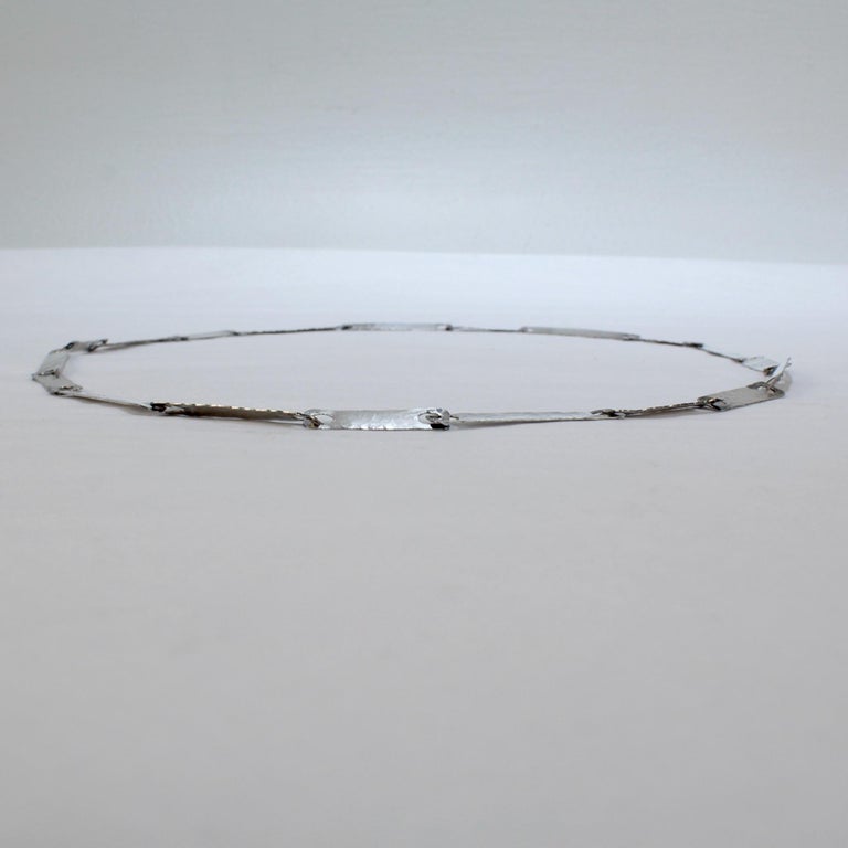 John Lewis Boston Modernist Hand Hammered Sterling Silver Link Necklace