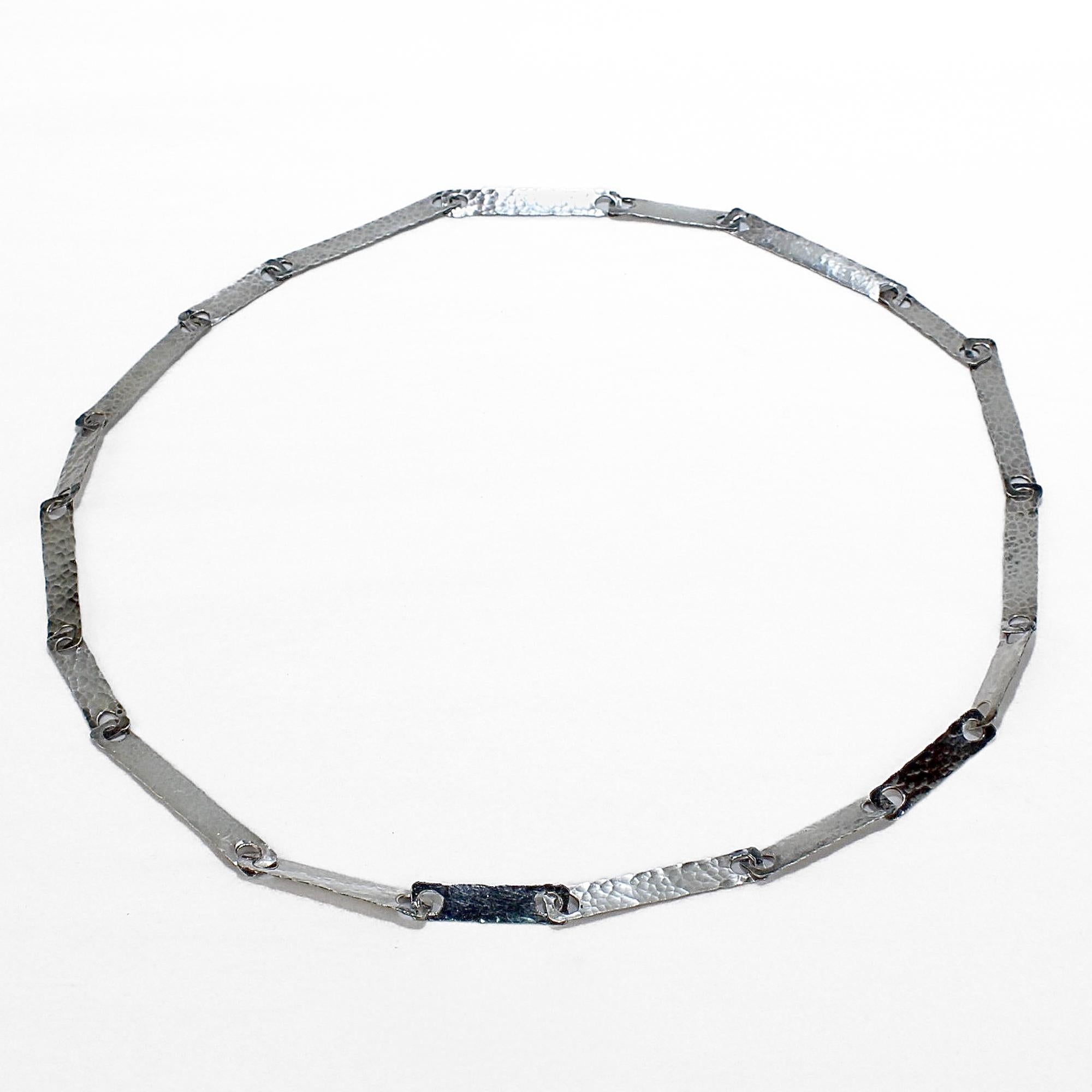 Women's John Lewis Boston Modernist Hand Hammered Sterling Silver Link Necklace For Sale