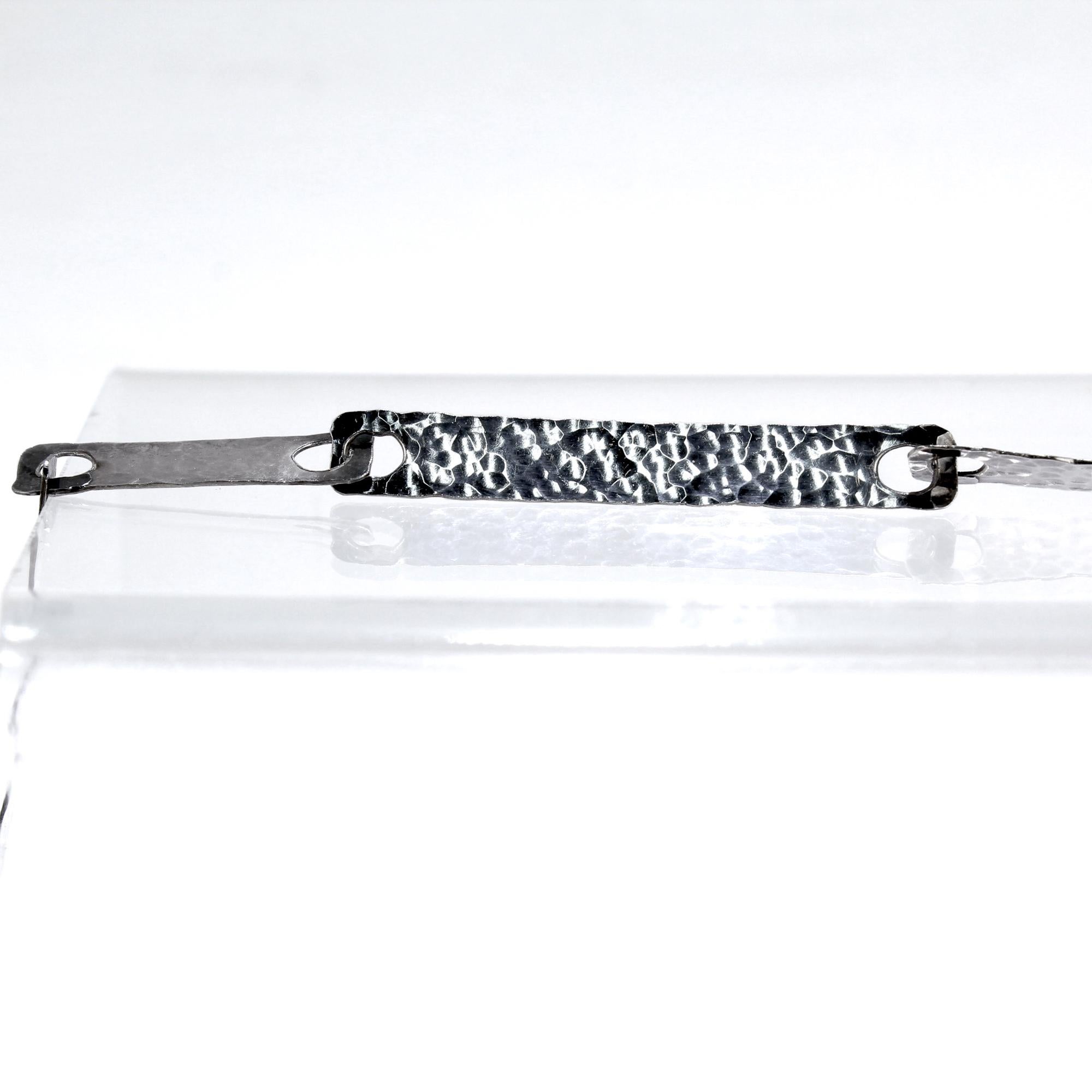 John Lewis Boston Modernist Hand Hammered Sterling Silver Link Necklace For Sale 2