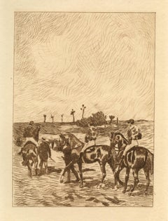 (d'après) I John Brown - "Chevaux de course" gravure à l'eau-forte