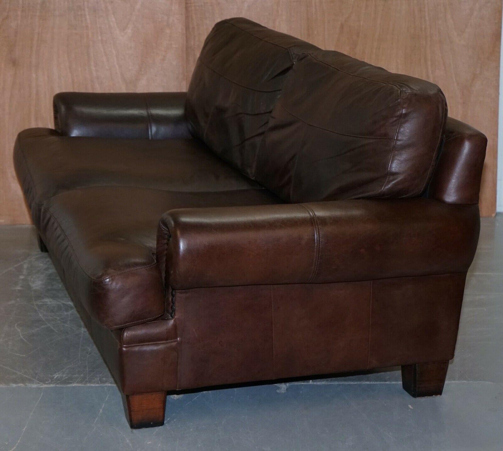John Lewis Chartwell Brown Chocolate Three Seater Sofa with Studs on Arms 2
