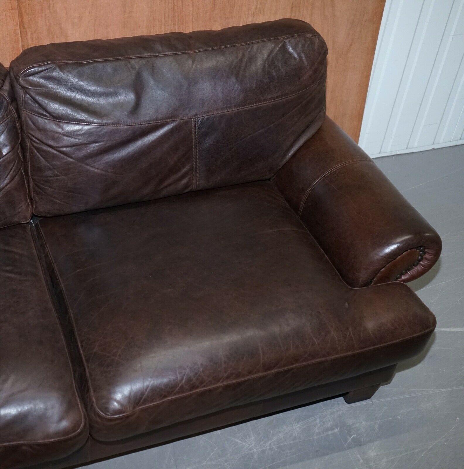 John Lewis Chartwell Brown Chocolate Three Seater Sofa with Studs on Arms 1