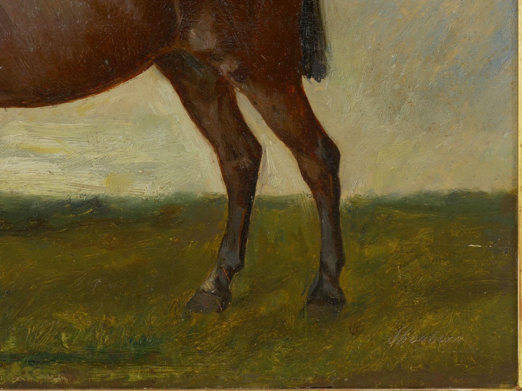 John Lewis Shonborn (American, 1852-1931) Equestrian Thoroughbred Oil Painting 3