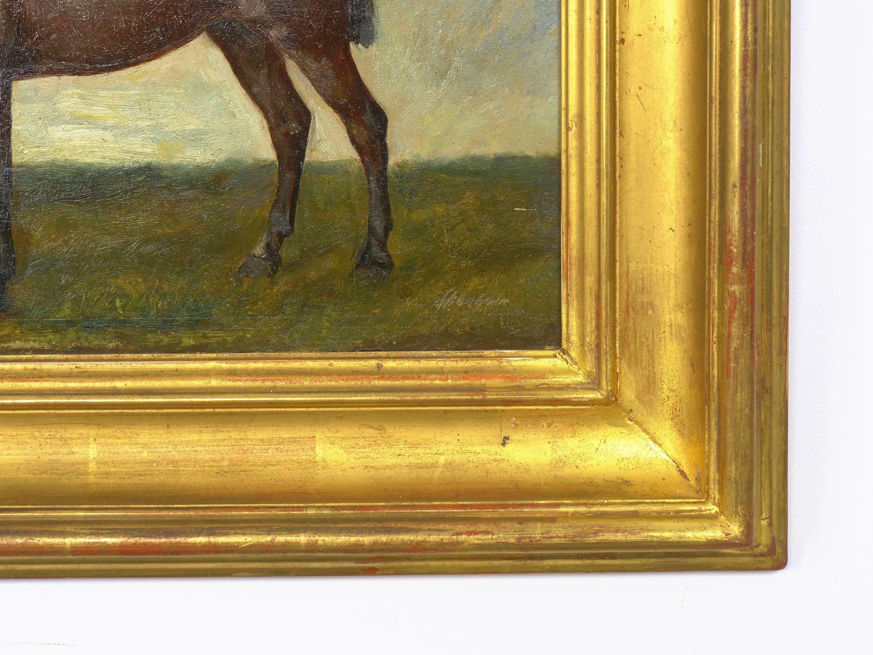 John Lewis Shonborn (American, 1852-1931) Equestrian Thoroughbred Oil Painting 7