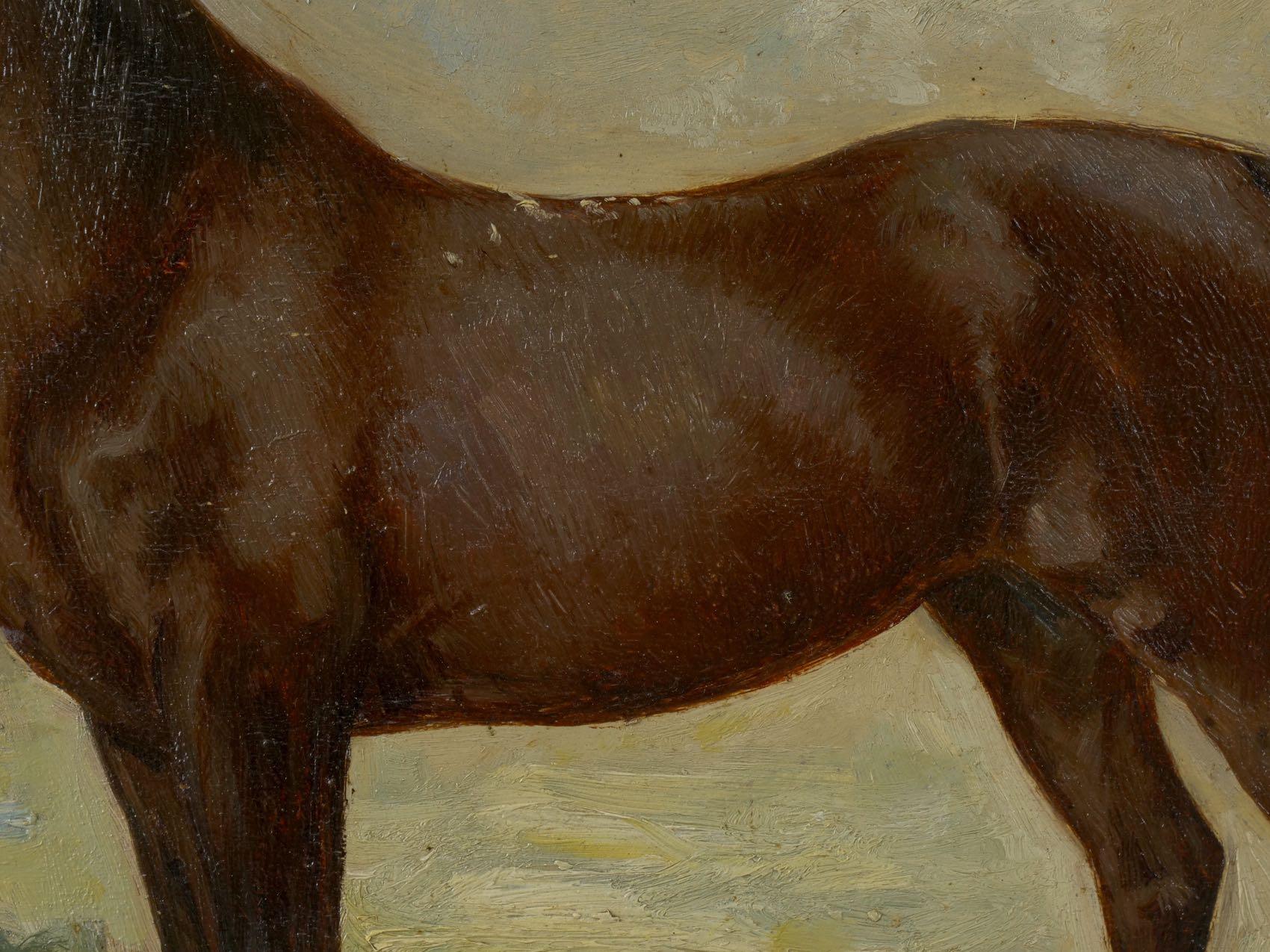 Romantic John Lewis Shonborn (American, 1852-1931) Equestrian Thoroughbred Oil Painting