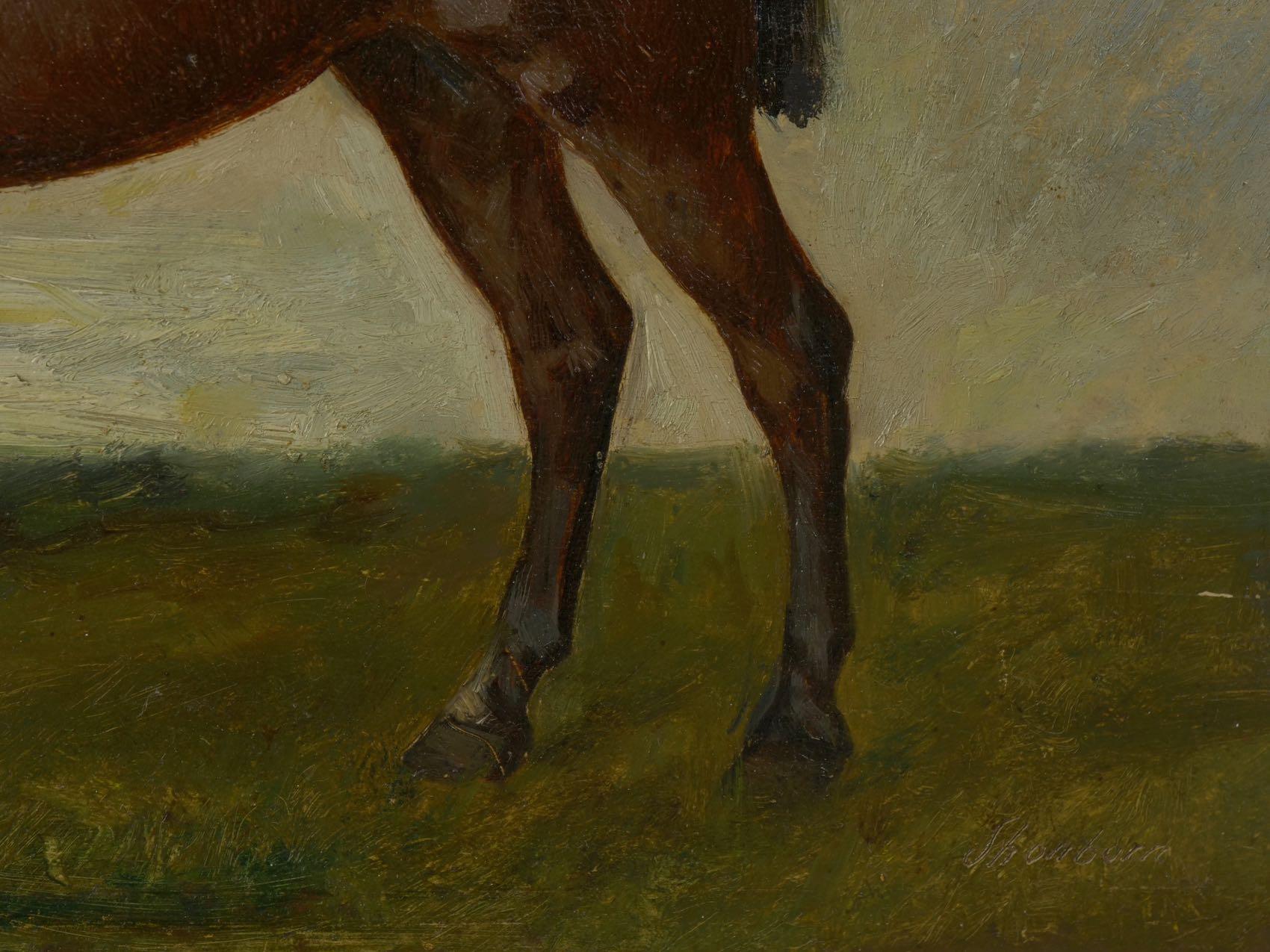 John Lewis Shonborn (American, 1852-1931) Equestrian Thoroughbred Oil Painting In Good Condition In Shippensburg, PA