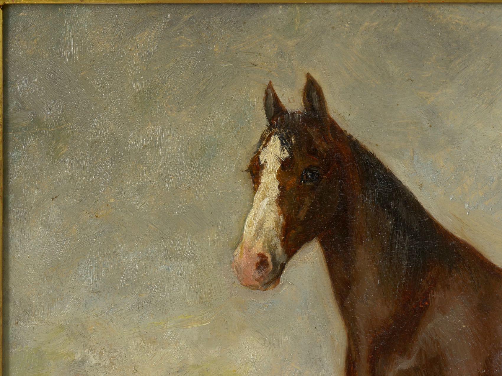 19th Century John Lewis Shonborn (American, 1852-1931) Equestrian Thoroughbred Oil Painting