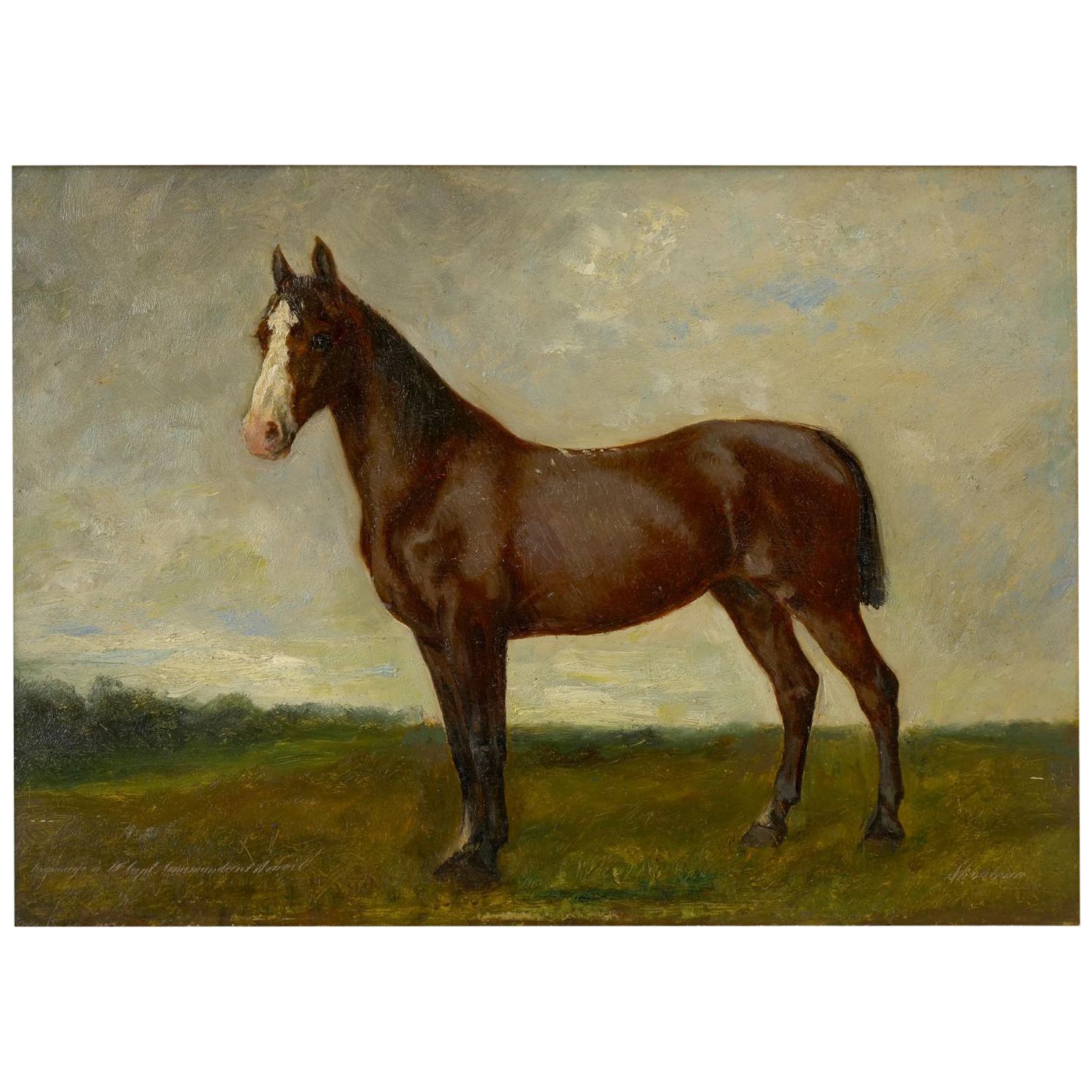 John Lewis Shonborn (American, 1852-1931) Equestrian Thoroughbred Oil Painting