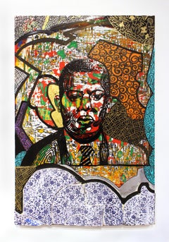 Suspension murale John Lewis en céramique vernissé et panneau de Roberto Lugo