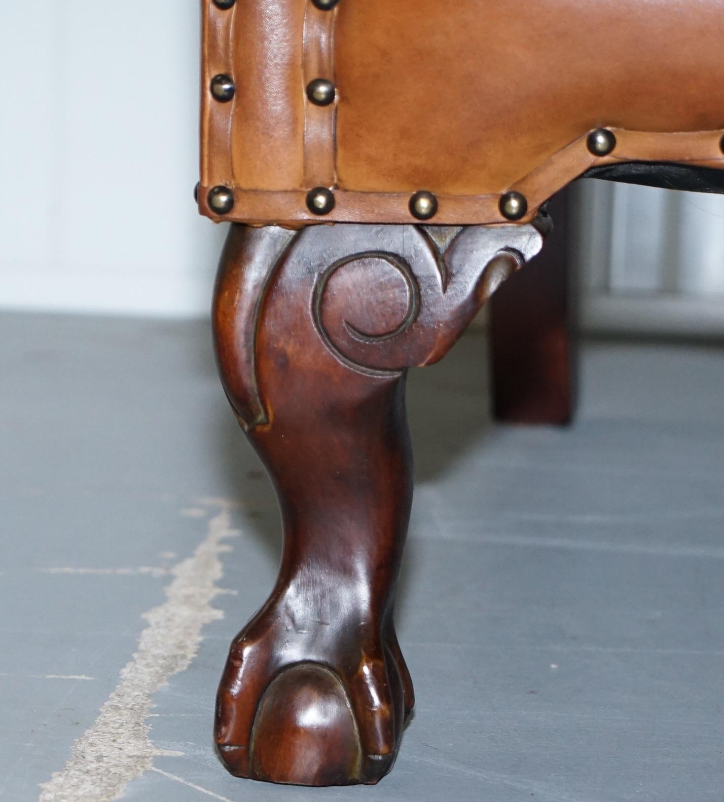 Contemporary John Lewis Wingback Compton Brown Leather Armchair Feather Filled