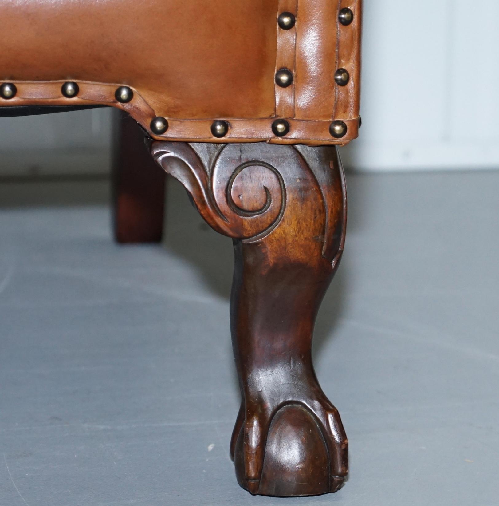 John Lewis Wingback Compton Brown Leather Armchair Feather Filled 2