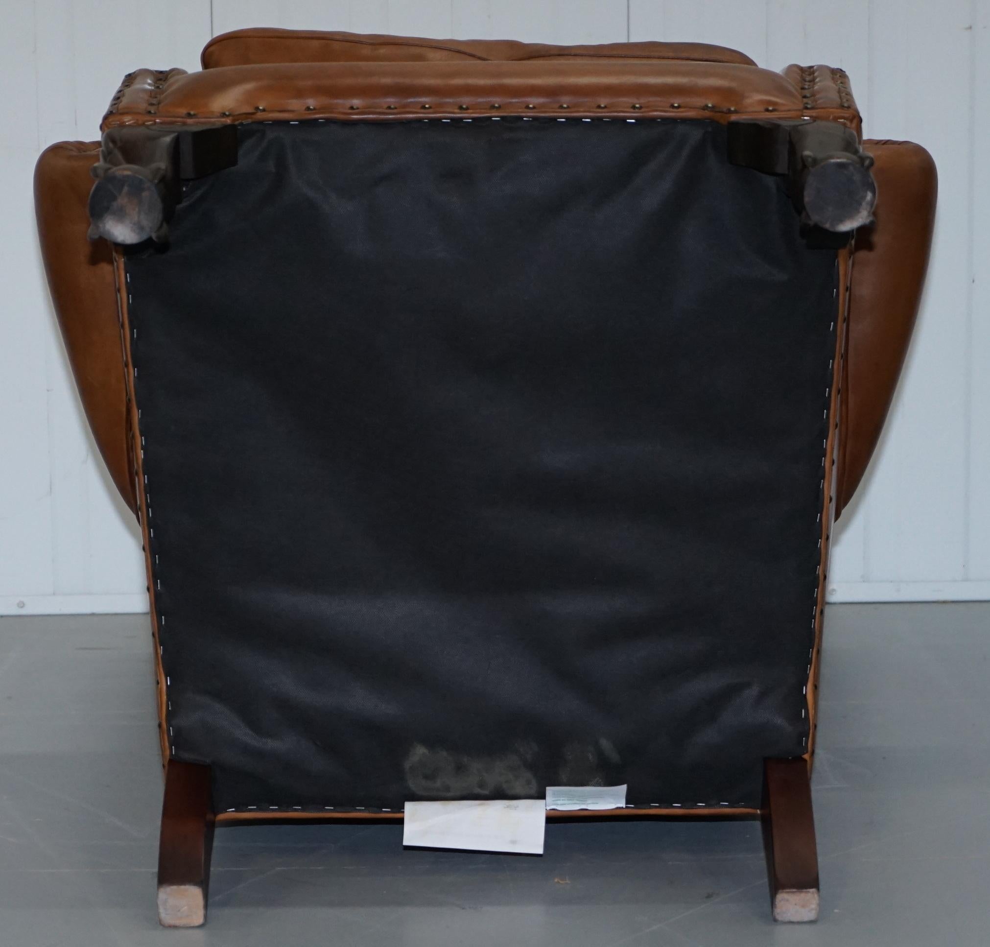 John Lewis Wingback Compton Brown Leather Armchair Feather Filled 9