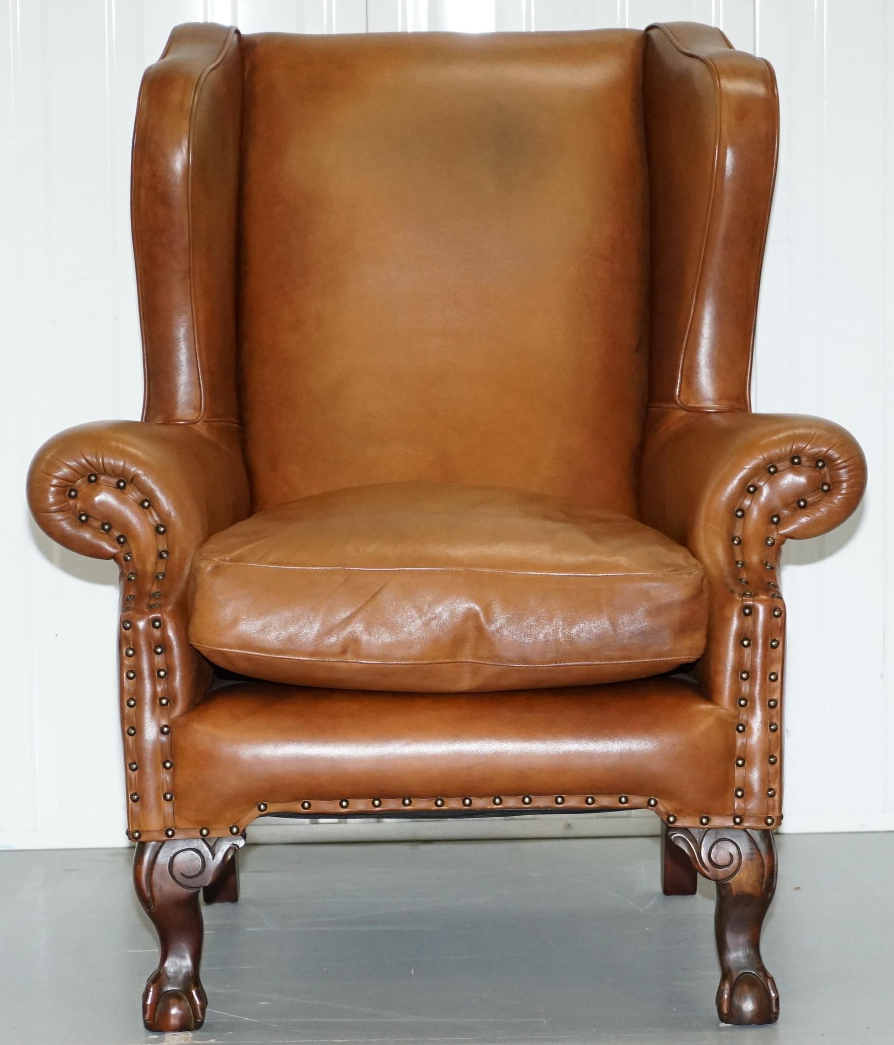 We are delighted to offer for sale this lovely John Lewis Compton aged brown leather with feather filled cushion wingback armchair 

A really very good looking and exceptionally comfortable chair in lightly used condition throughout

It has been