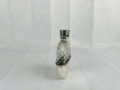 John Linegar Sterling Silver & Cut Glass Locking Hip Flask C. 1877