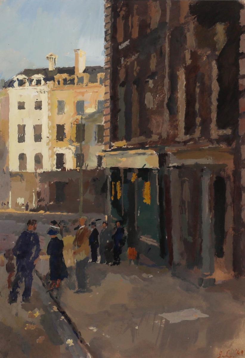 John Linfield (geb. 1930) - 1949 Öl, Wolverhampton Straßenszene im Angebot 1