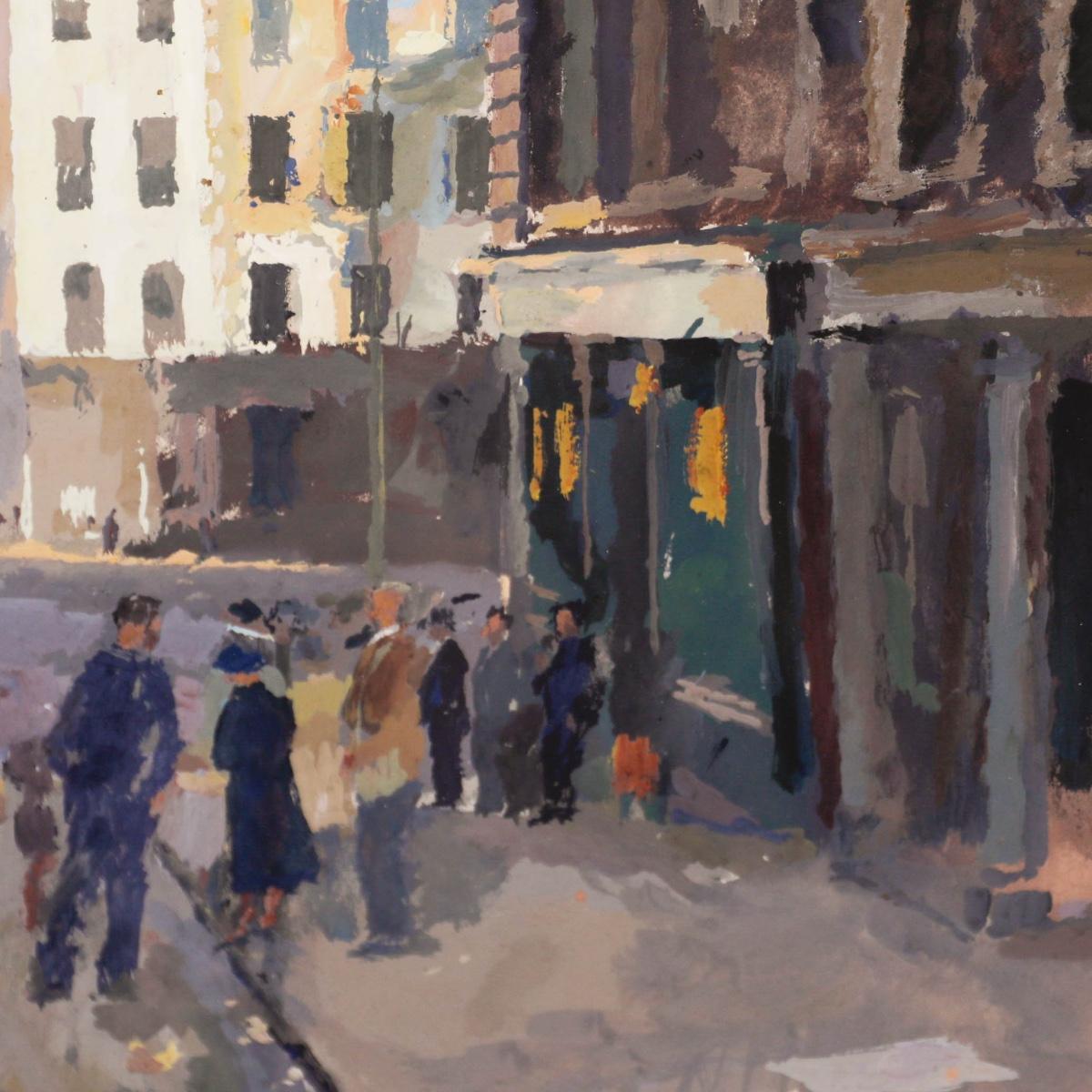 John Linfield (geb. 1930) - 1949 Öl, Wolverhampton Straßenszene im Angebot 4