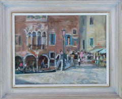 Óleo original sobre tabla. JOHN LINFIELD, N.E.A.C., "Ponte di Apostoli, Venecia"