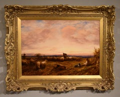 Peinture à l'huile de John Linnell, Royal Academy, « Feeding Sheep » (chèvres piqués).