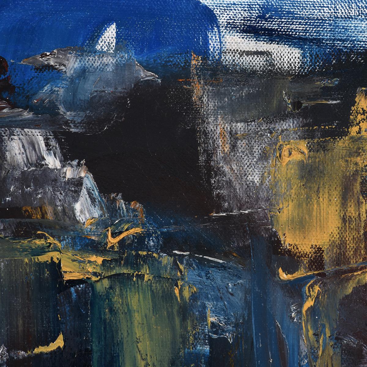 Peinture à l'huile abstraite Blue Nocturne de John Little en vente 1