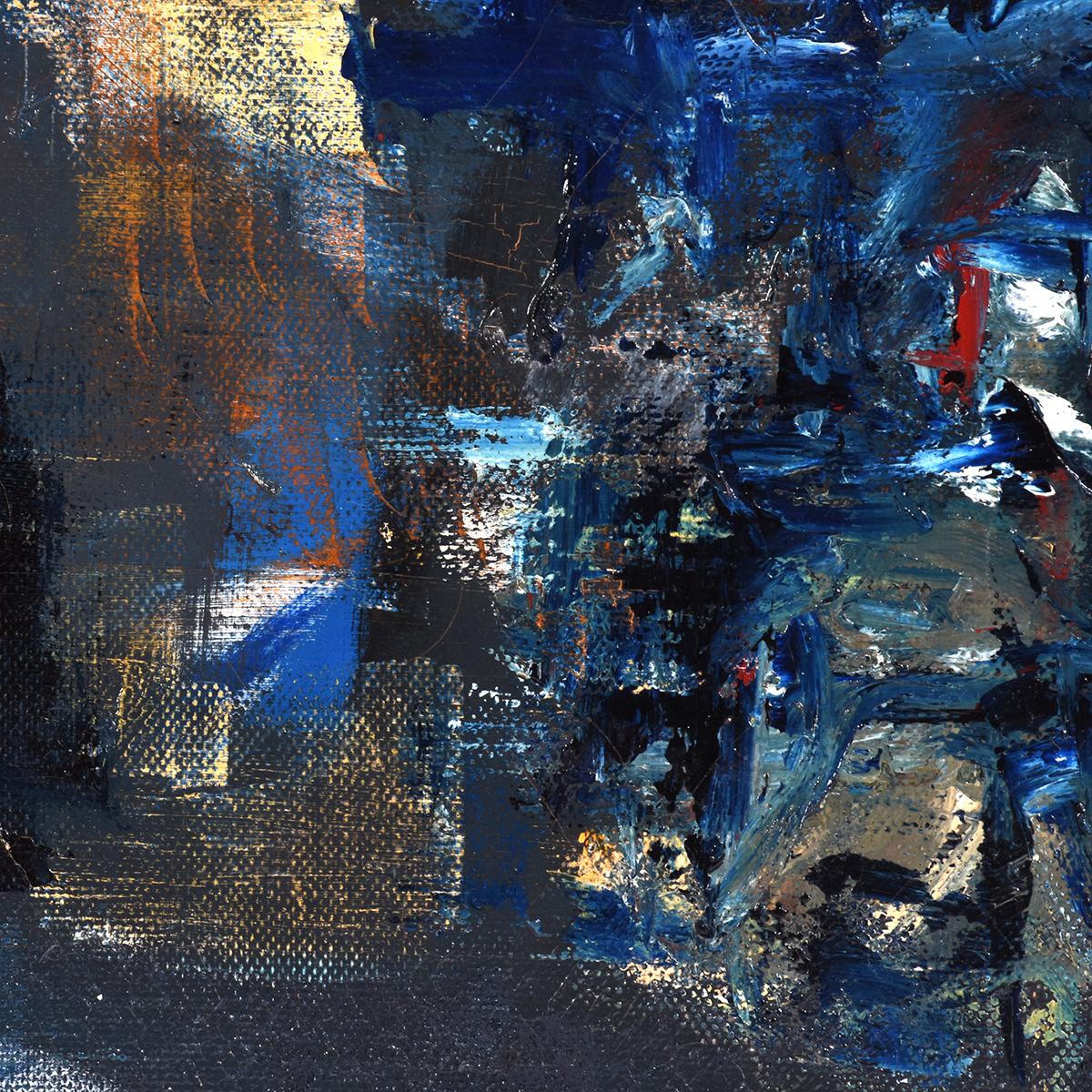 Peinture à l'huile abstraite Blue Nocturne de John Little en vente 2