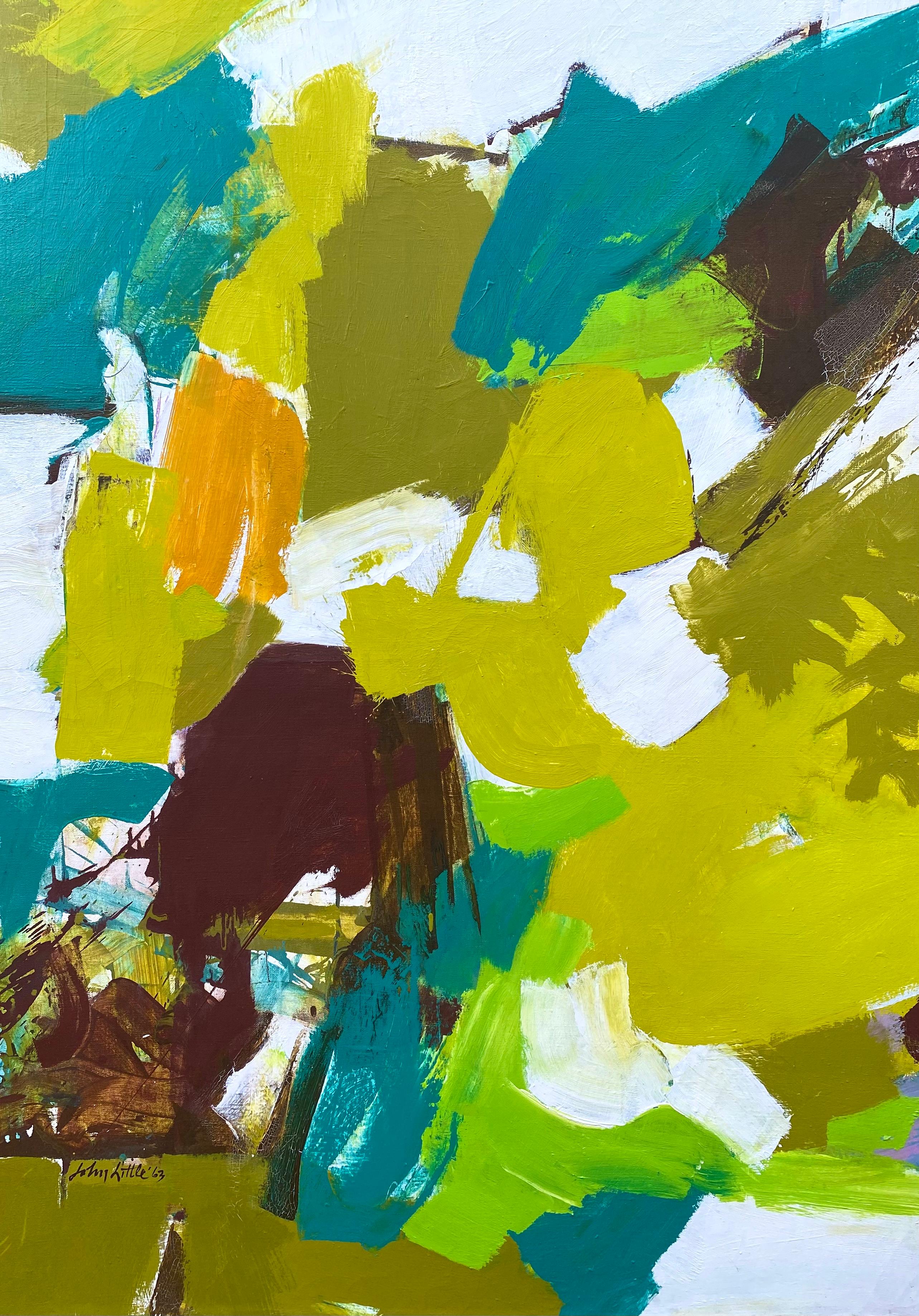 “Double Play” - Green Abstract Painting by John Little
