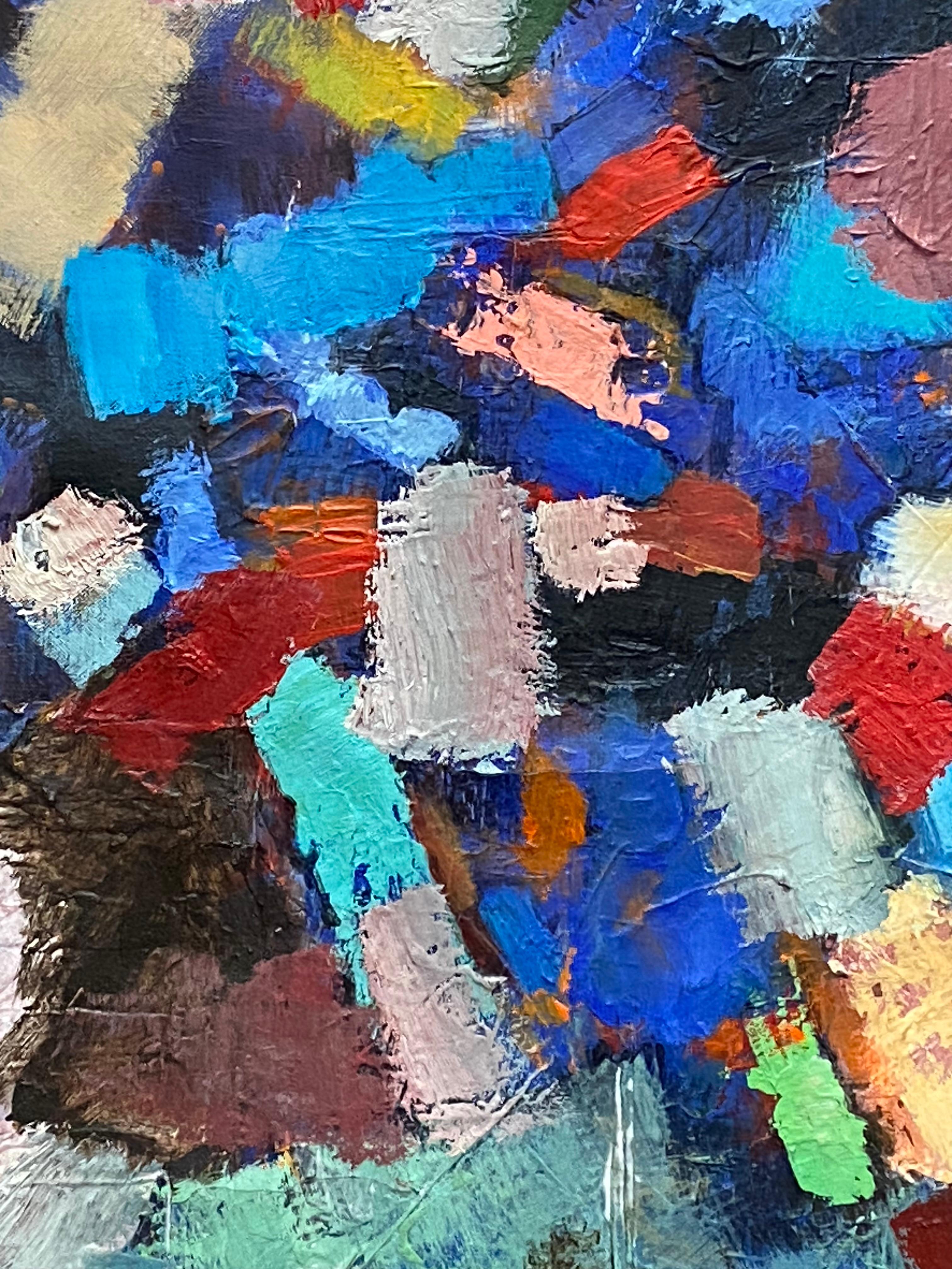 
Un primo dipinto originale a olio su tela del noto artista espressionista astratto americano John Littles. Firmato e datato in basso a destra, 1958. 
Firmato e datato al verso. Rose Fried Gallery, New York, etichetta della mostra sul retro.  Le