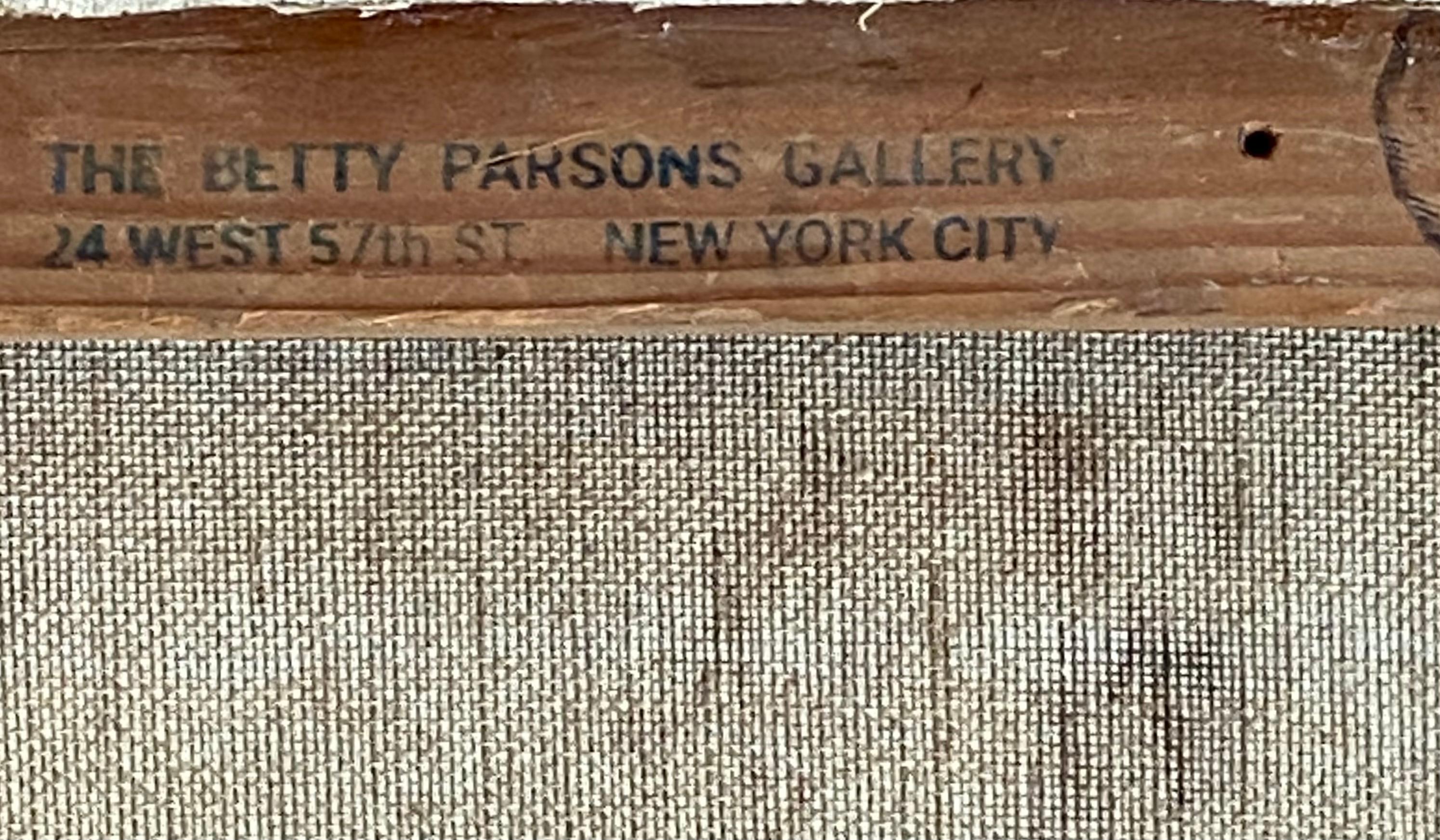 Original oil on canvas painting by the well known abstract expressionist artist, John Little.  Signed lower right. Signed and dated 1965 on top stretcher bar verso.  Betty Parsons Gallery stamp verso on top stretcher bar.  Betty Parsons Gallery was