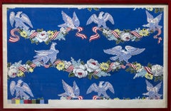 Antique John Little "Wallpaper Studies" Eagles, Flowers, Bunting, Color Code Bar