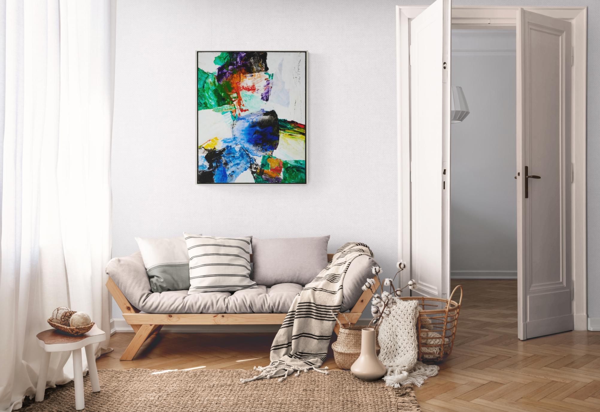 WHIGMARLEERIE Pittura acrilica canadese su tela astratta della metà del 20° secolo, colorfu - Painting Espressionismo astratto di John Little