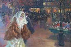 Original Oil on Canvas, John LLoyd Strevens, "Vers le Theatre, Paris"