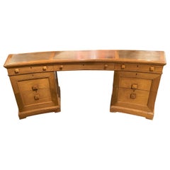 Bureau de direction John Lloyd Wright en acajou blond avec plateau en cuir