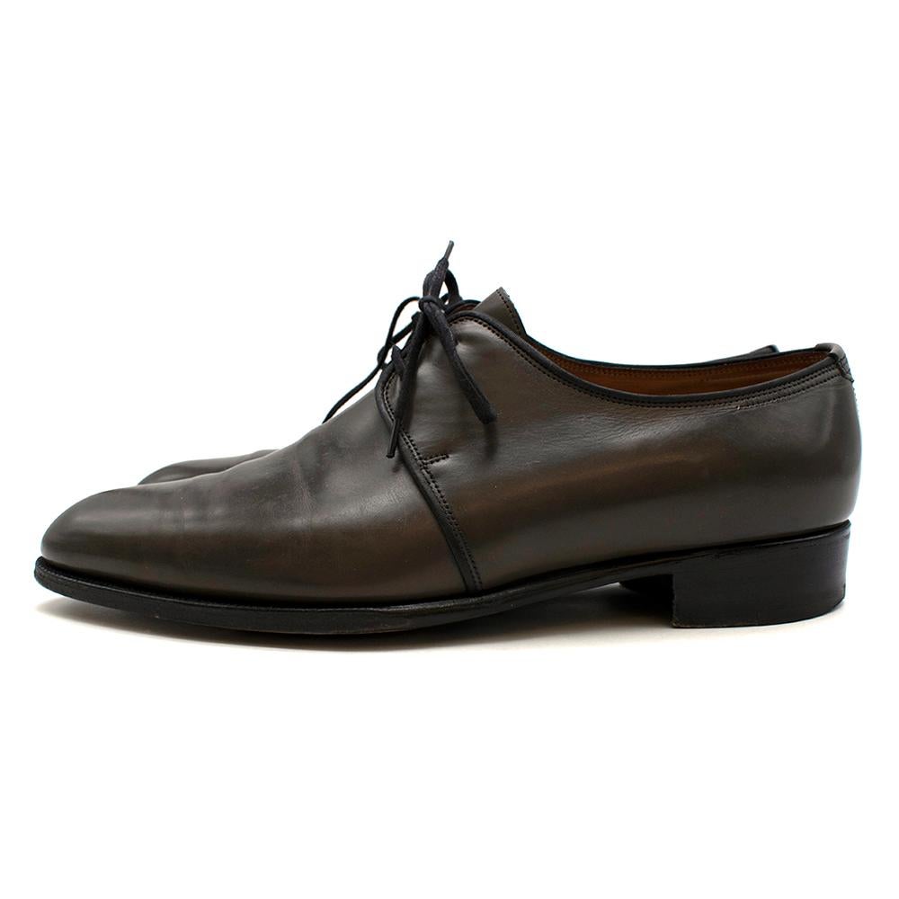 John Lobb Grey Hastings Calfskin Lace-Up Oxfords - Size EU 42.5 For Sale 1