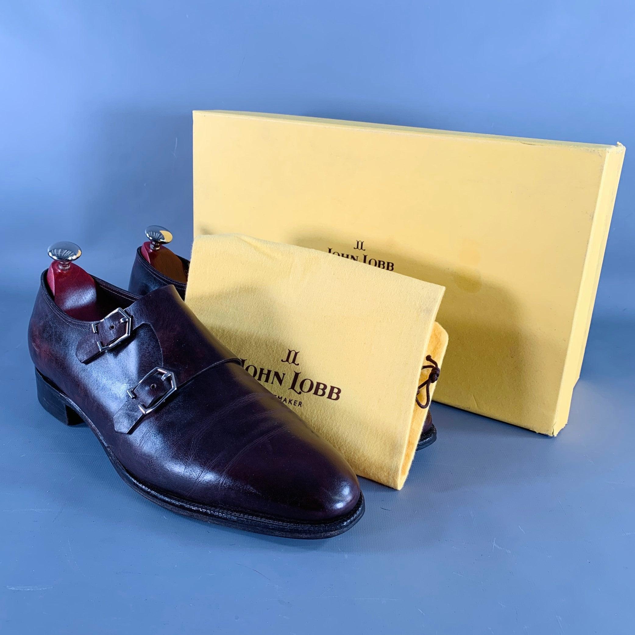 JOHN LOBB Mocasines con doble correa monje de cuero marrón talla 10,5 4