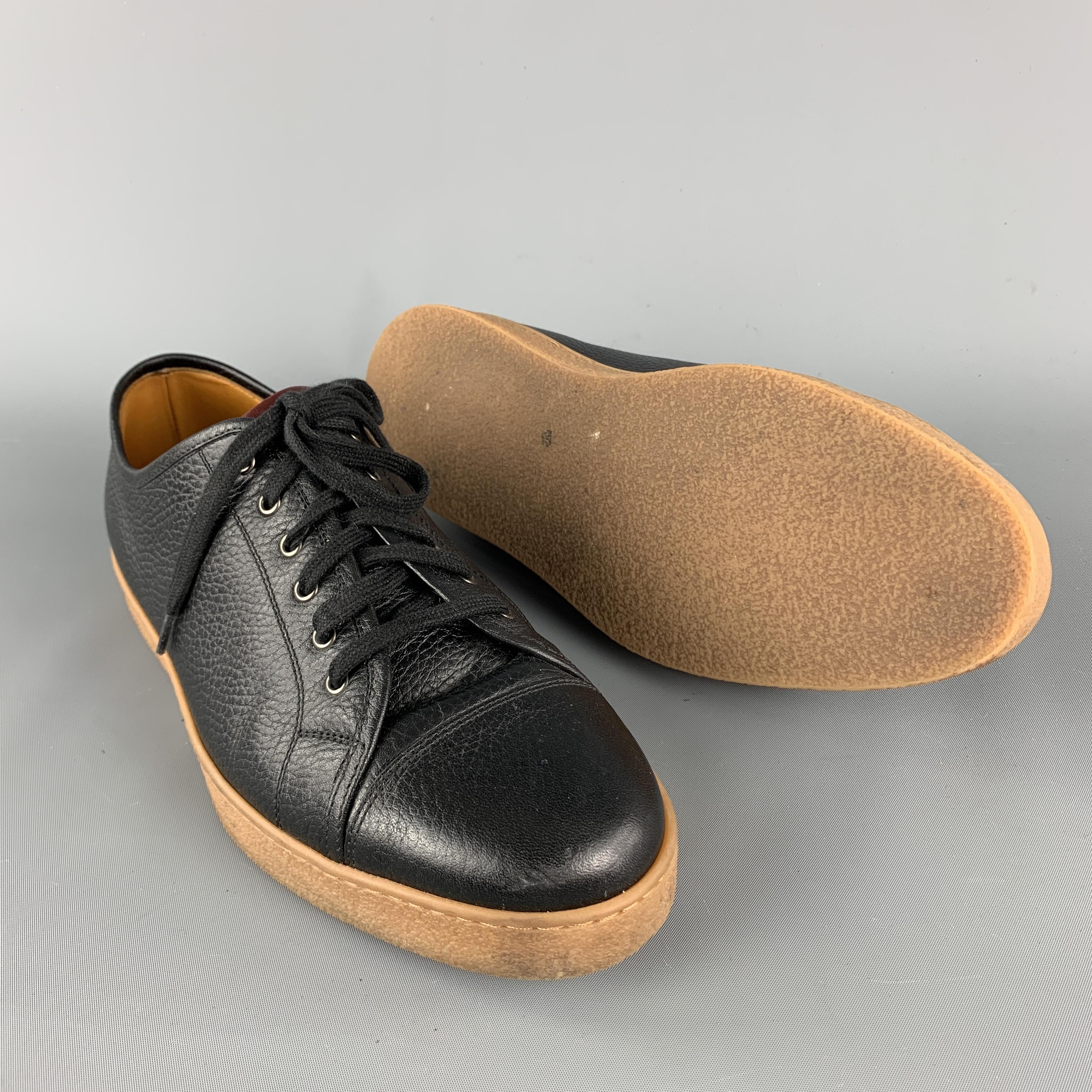 JOHN LOBB Size 8 Black Leather Lace Up Rubber Sole Sneakers In Excellent Condition In San Francisco, CA