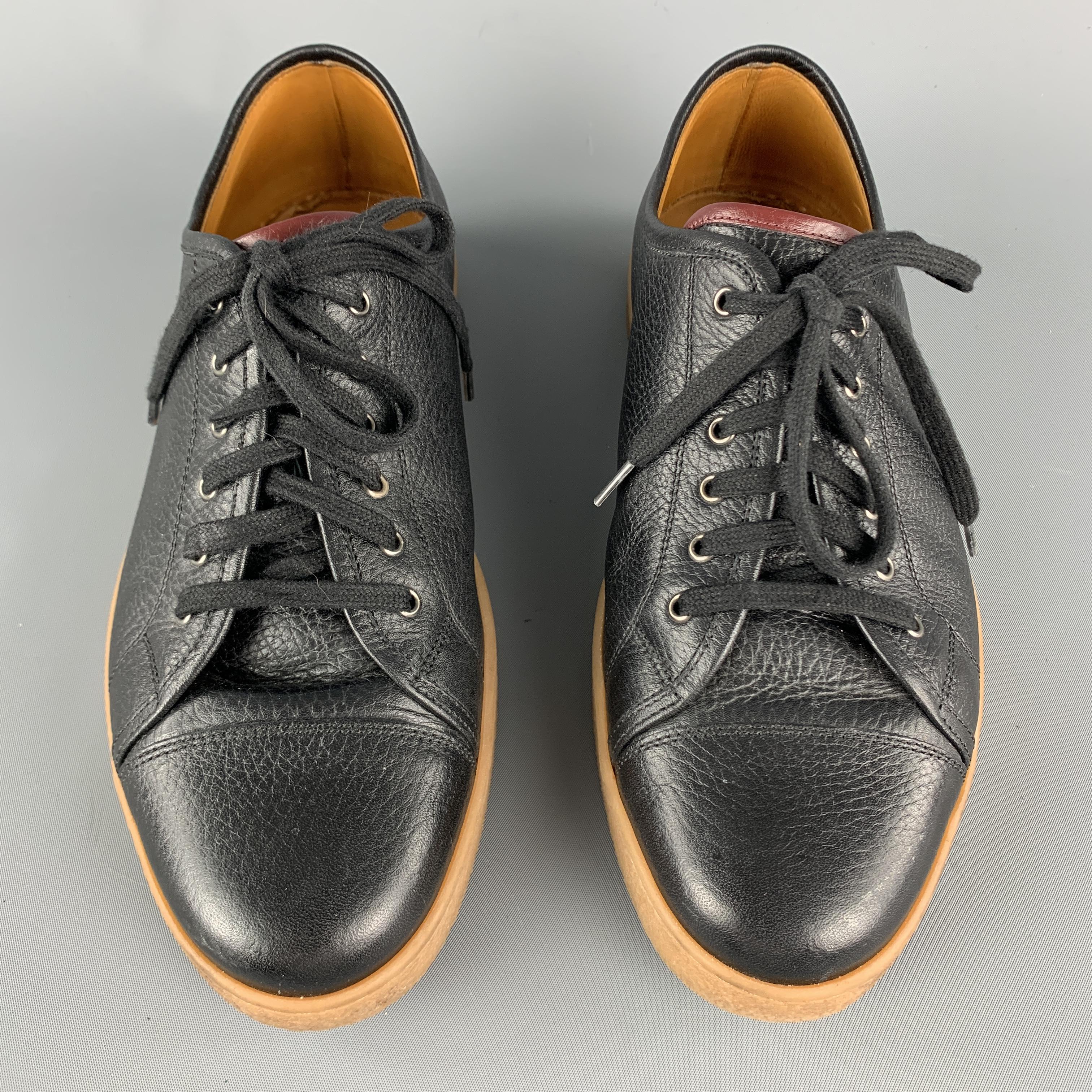 JOHN LOBB Size 8 Black Leather Lace Up Rubber Sole Sneakers 1