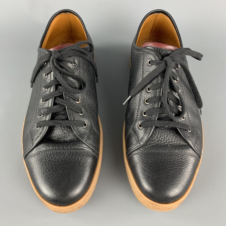 JOHN LOBB Size 8 Black Leather Lace Up Rubber Sole Sneakers For Sale at ...
