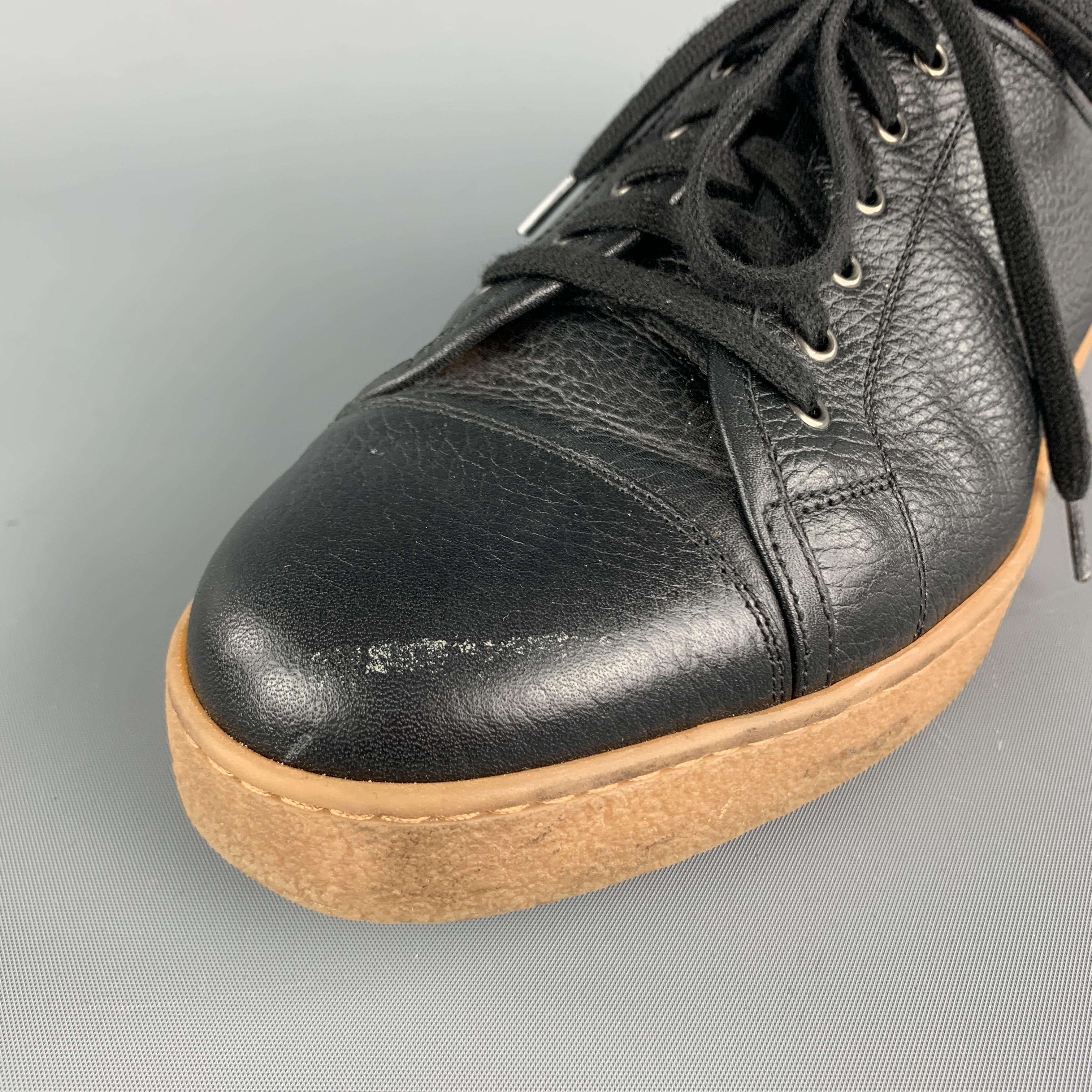 JOHN LOBB Size 8 Black Leather Lace Up Rubber Sole Sneakers 2