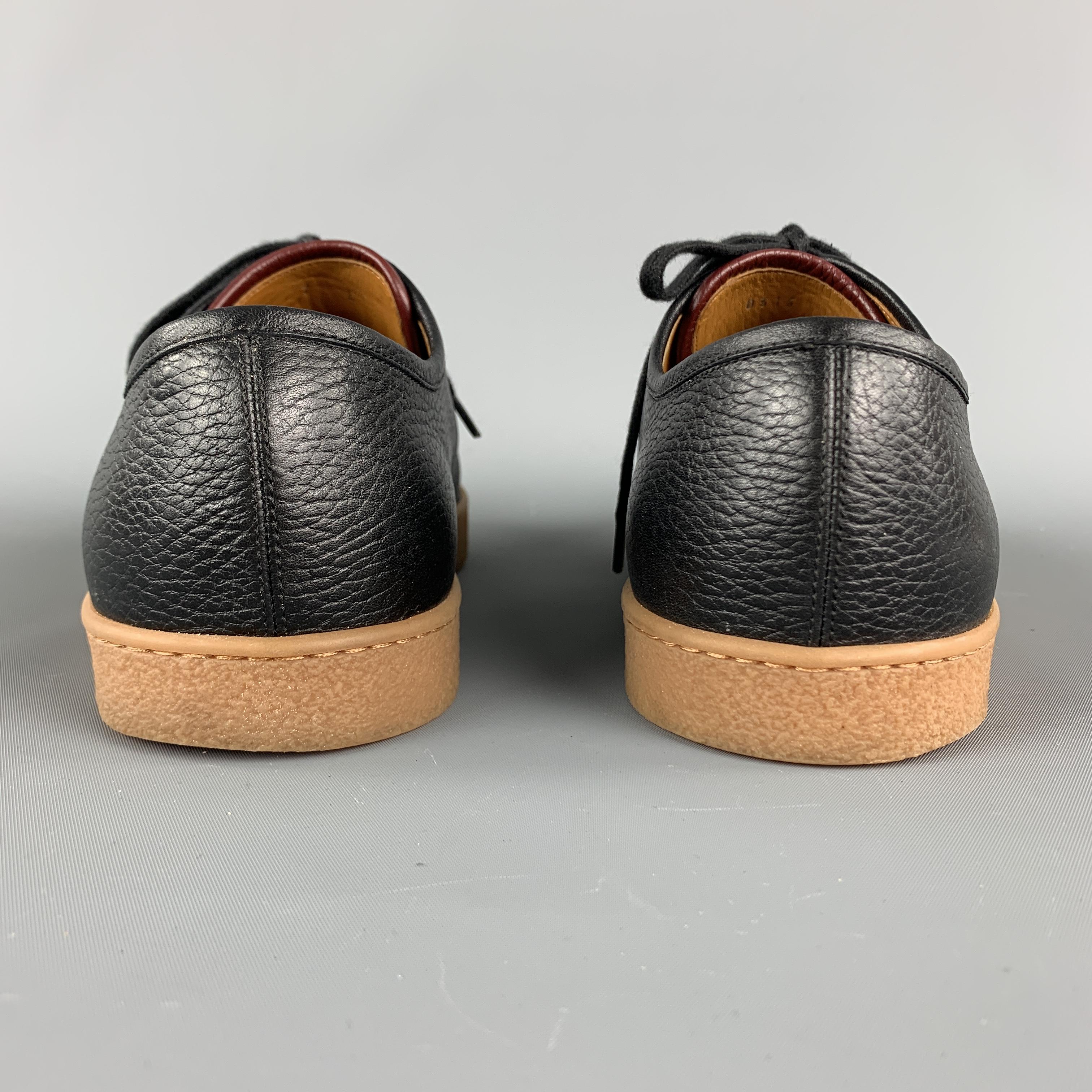 JOHN LOBB Size 8 Black Leather Lace Up Rubber Sole Sneakers 4