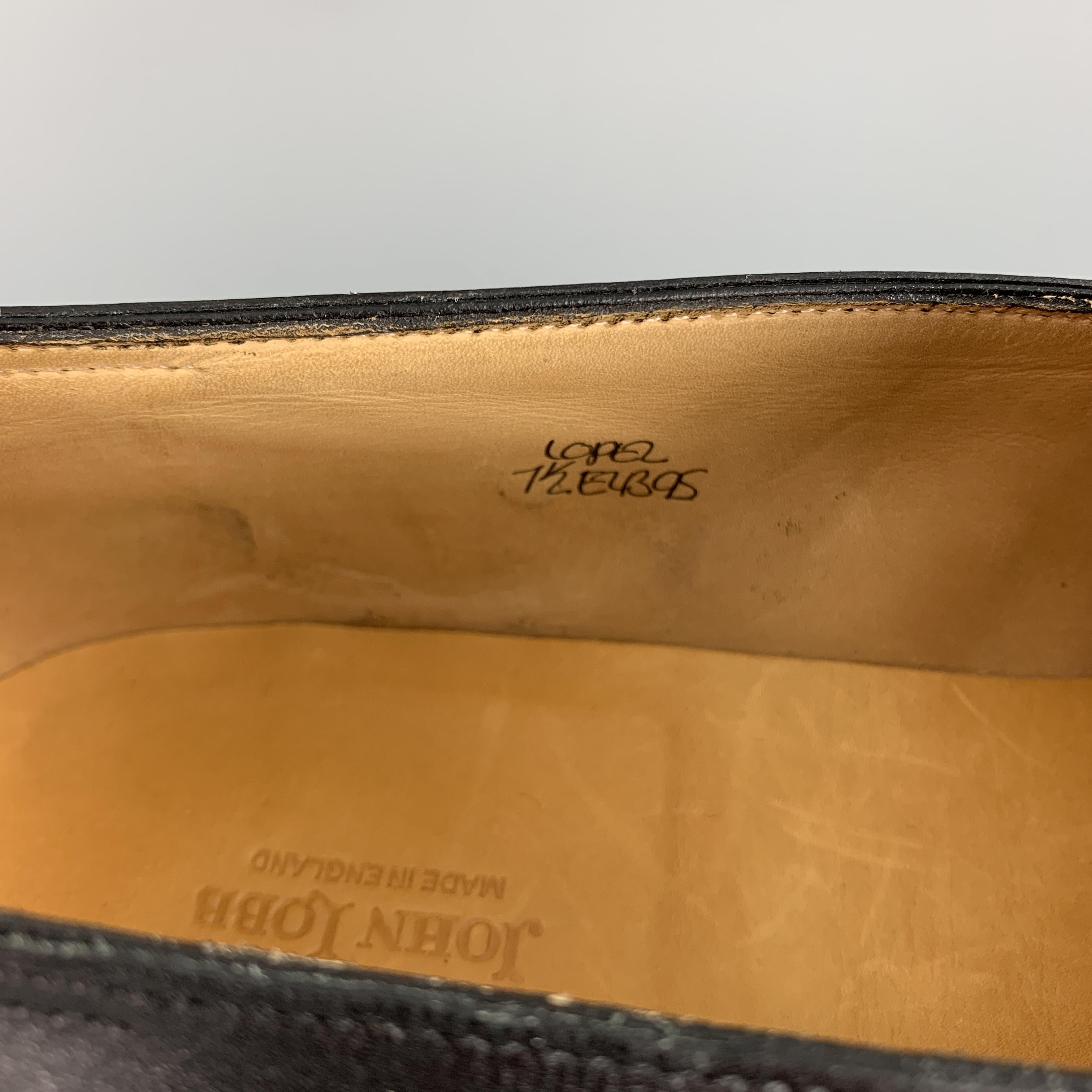 JOHN LOBB Size 8.5 Black Leather LOPEZ Slip On Penny Loafers 1