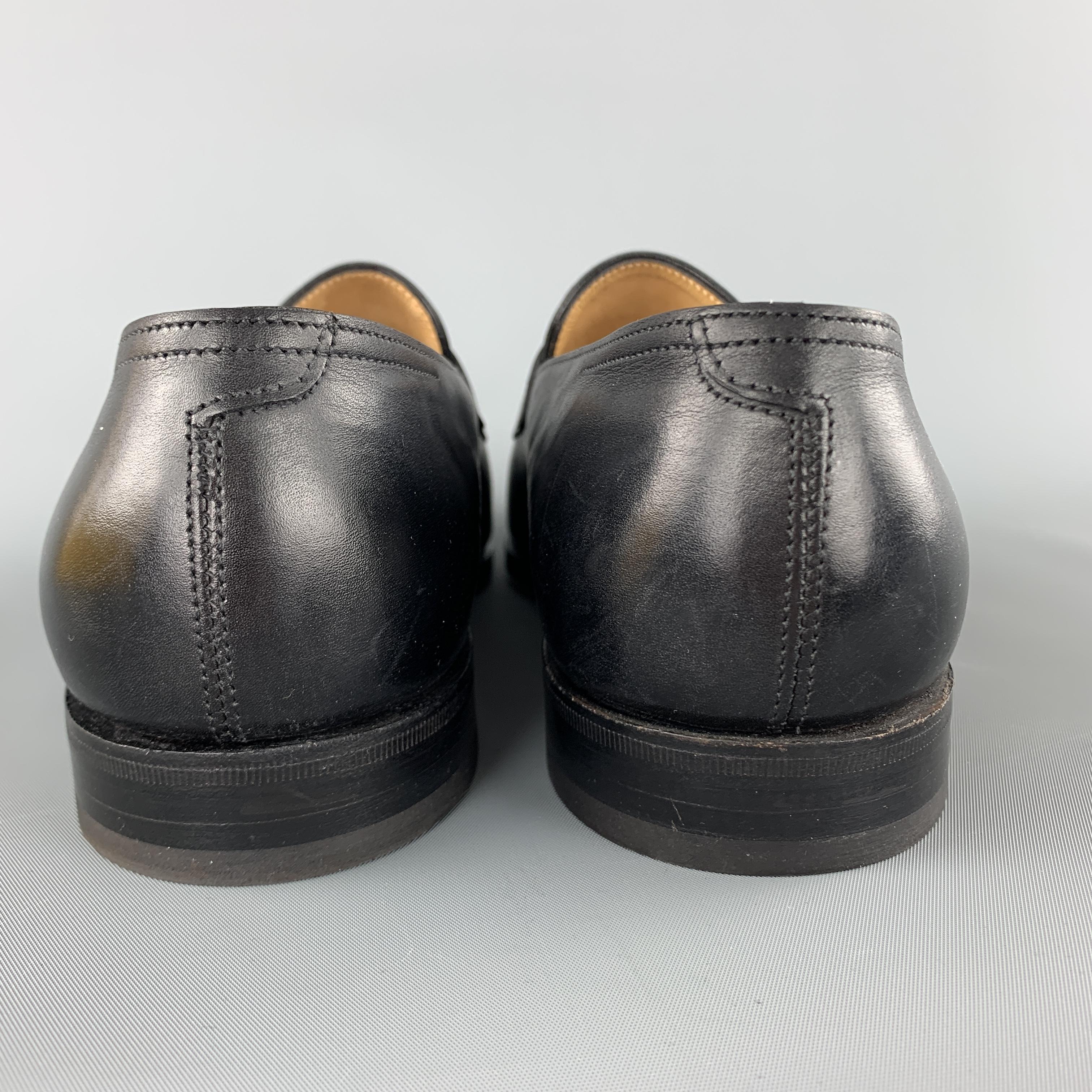 JOHN LOBB Size 8.5 Black Leather LOPEZ Slip On Penny Loafers 2