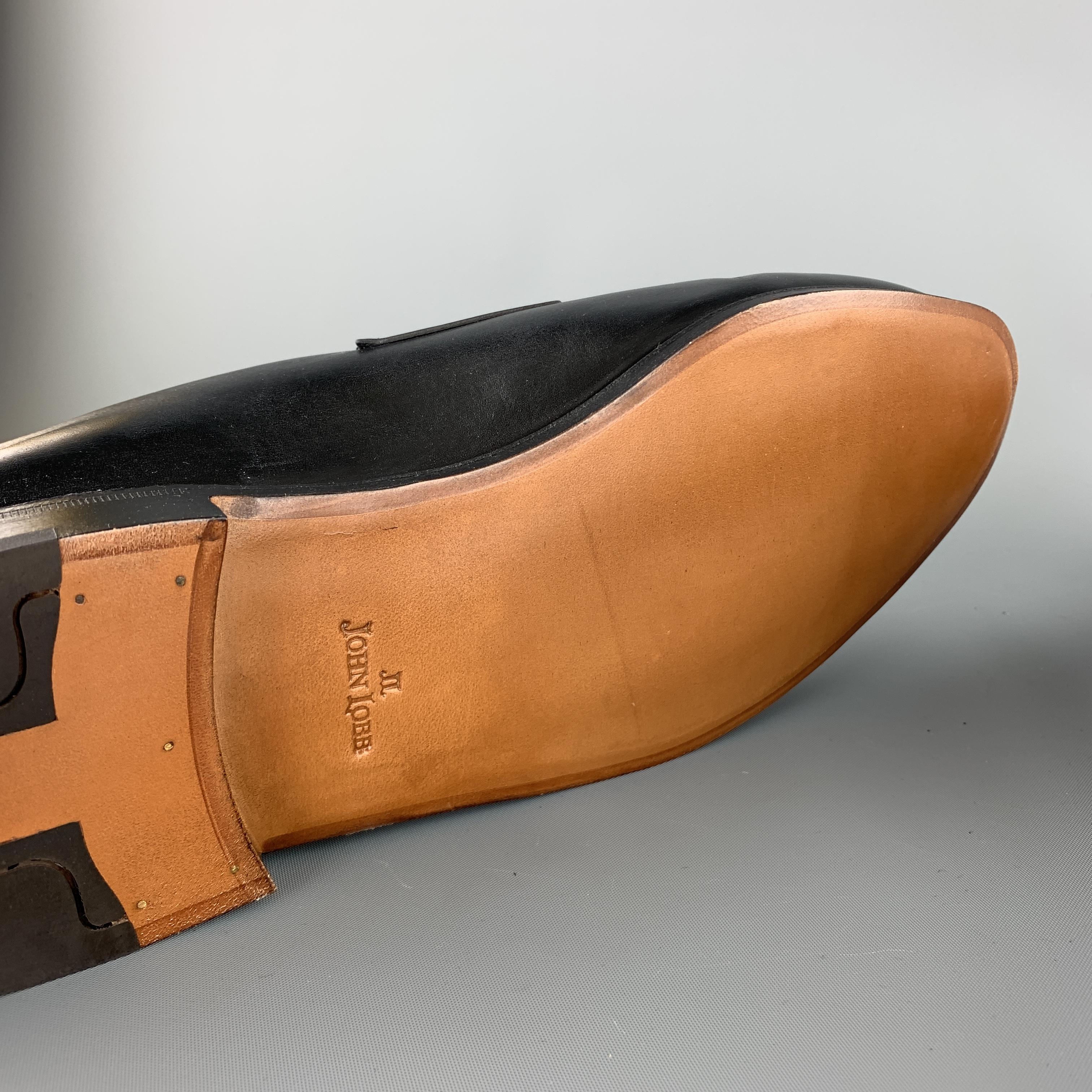 JOHN LOBB Size 8.5 Black Leather LOPEZ Slip On Penny Loafers 3