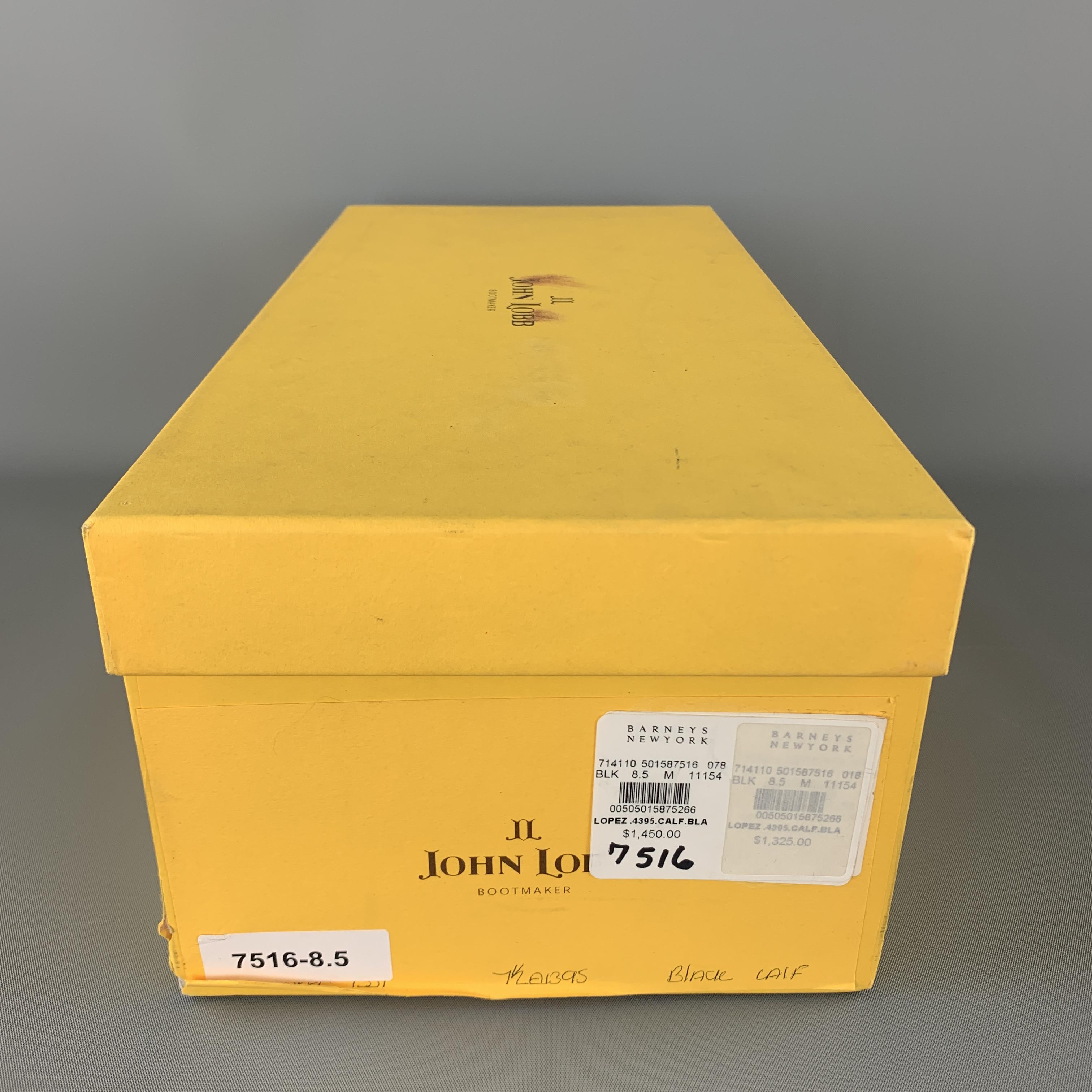 JOHN LOBB Size 8.5 Black Leather LOPEZ Slip On Penny Loafers 4