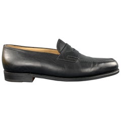 JOHN LOBB Size 8.5 Black Leather LOPEZ Slip On Penny Loafers