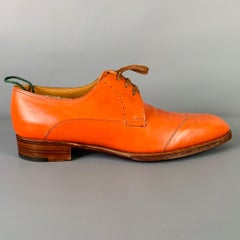 JOHN LOBB Size 8.5 Orange Perforated Leather Lace-Up Shoes