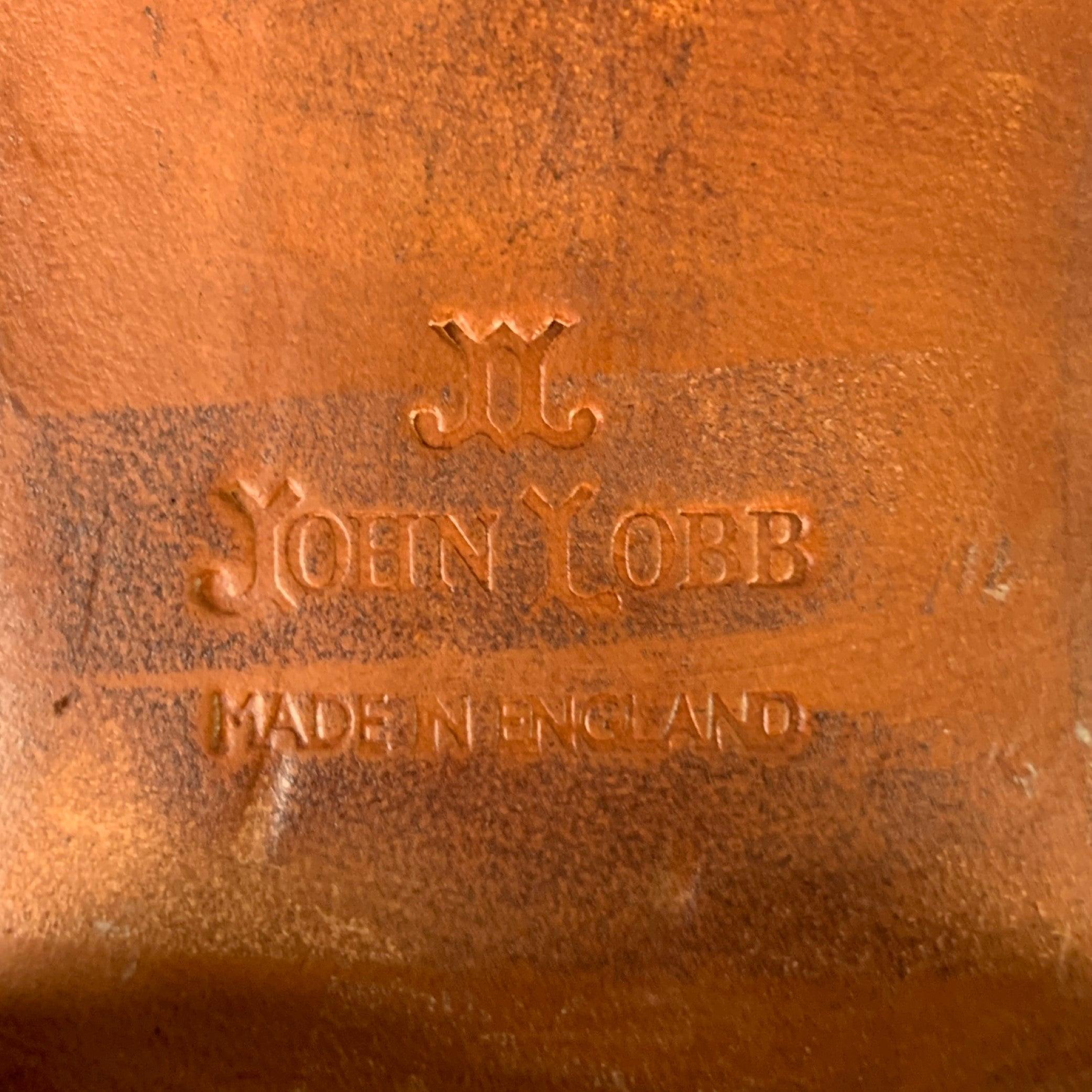 JOHN LOBB Size 8.5 Orange Perforated Leather Lace-Up Shoes For Sale 4