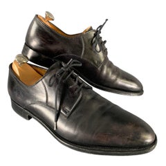 JOHN LOBB Size 9 Black Leather Pointed Toe Lace Up Shoes