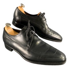 JOHN LOBB Size 9 Black Leather Pointed Toe Lace Up Shoes