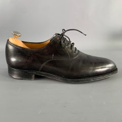 JOHN LOBB Size 9 Black Perforated Leather Pointed Toe Lace Up Shoes